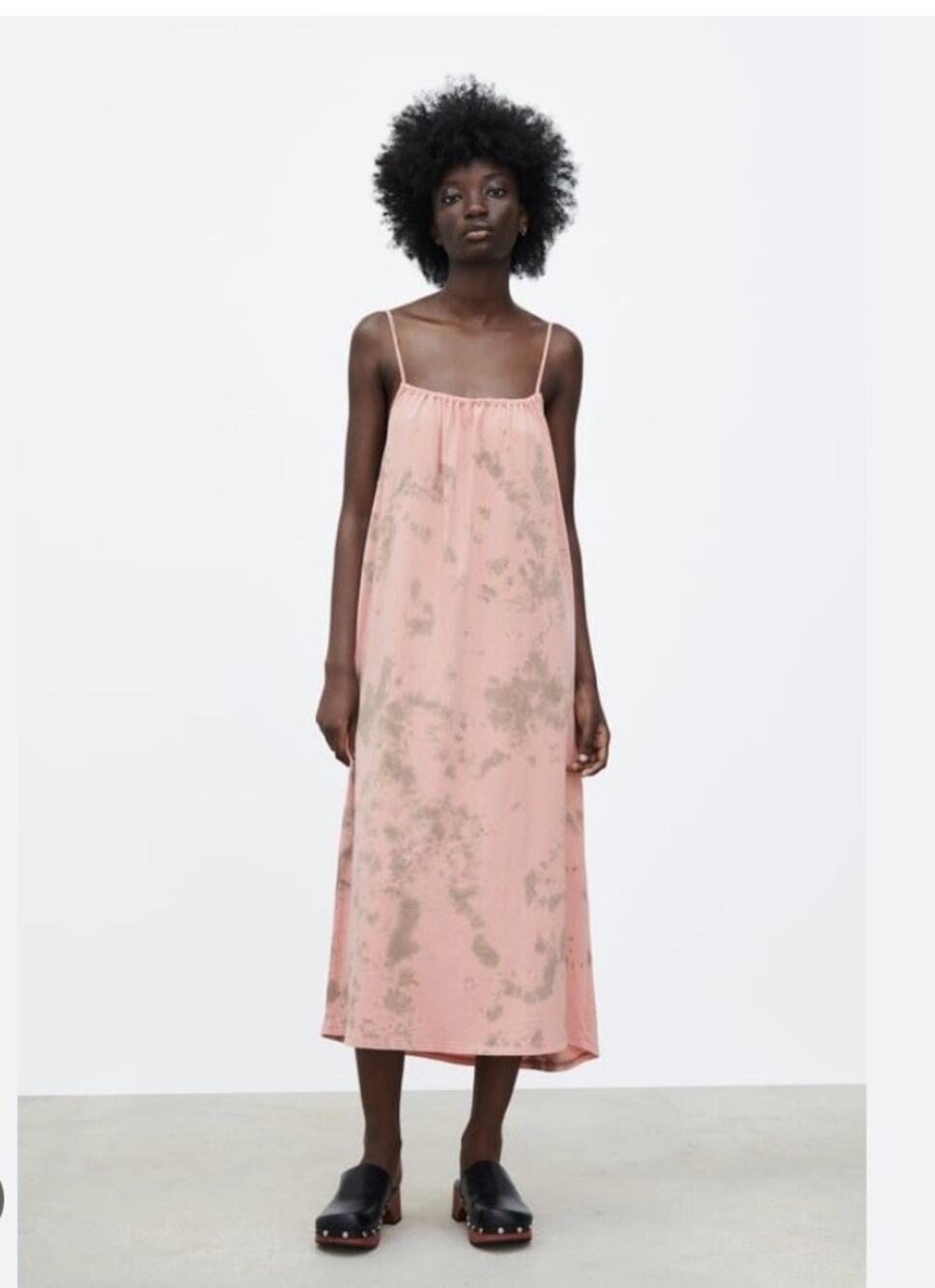 Zara Pink Tie Dye Tank Midi Dress Size XS